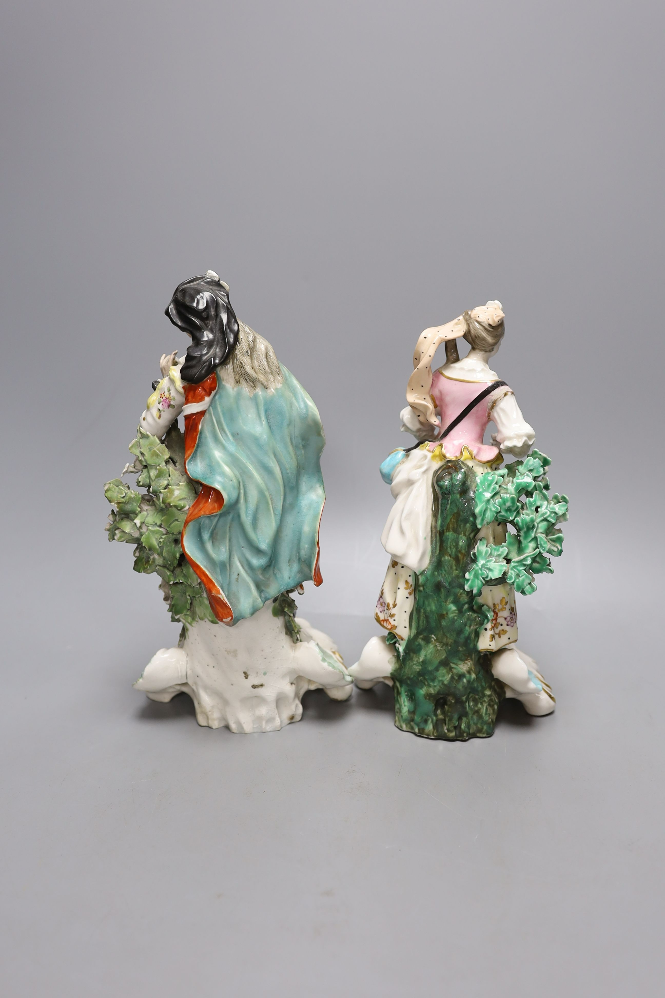 A matched pair of Derby figures, c.1770, the Female figure with incised number ‘No 311. 773’. Tallest 23cm